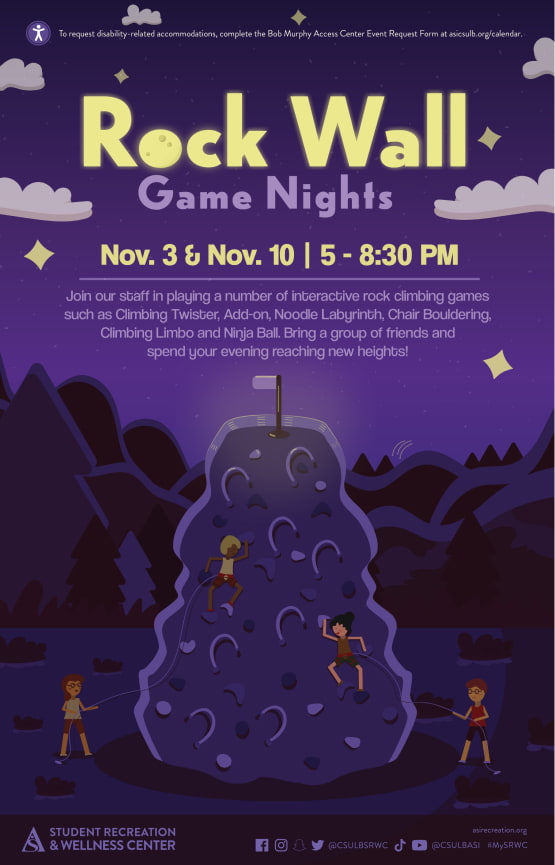 rock wall game nights flyer